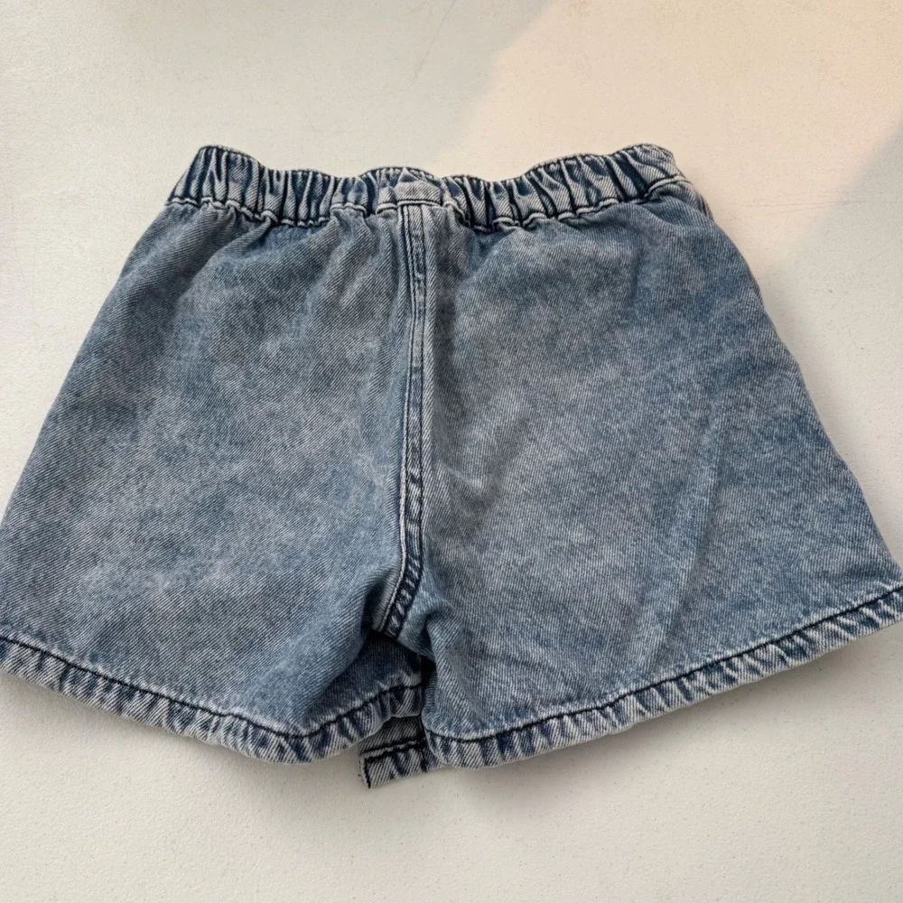 Girls 7 Acid Wash Denim Skort Light Blue‎ Wrap Front Stretch Comfort Retro
